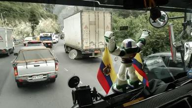 Camiones en la vía
