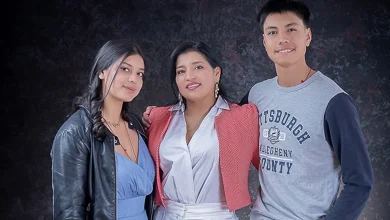 Lady Jácome junto a sus hijos
