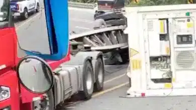 El chasís se torció al virarse el contenedor